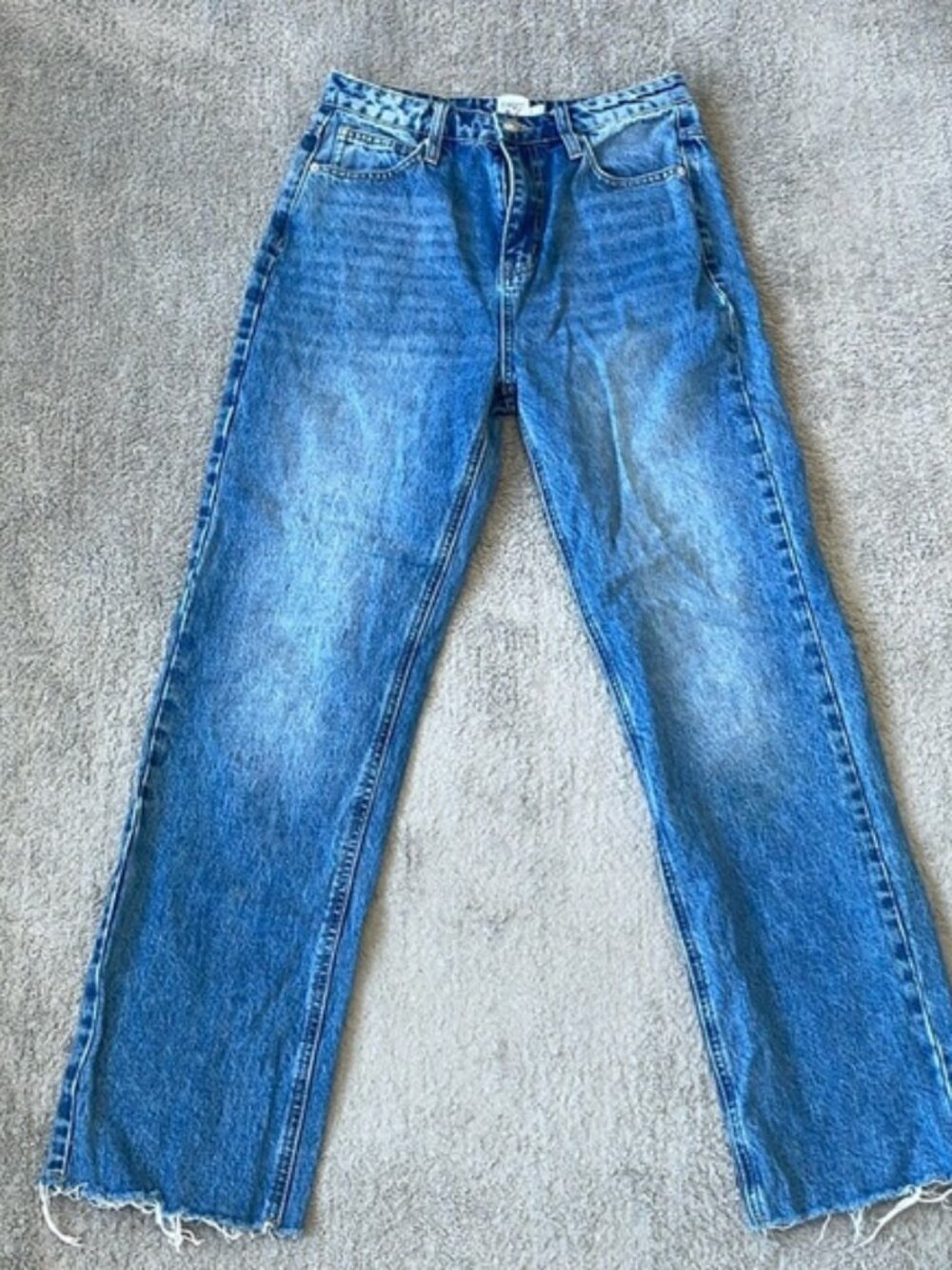 Princess Polly High Waist Straight Leg Medium Wash Jeans Size 8